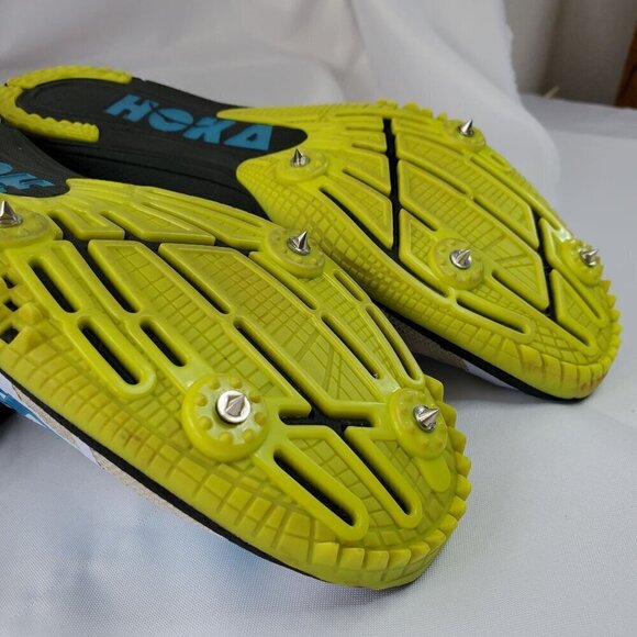 Hoka One One Mens 11.5  M Rocket Track Spikes MD Middle Distance White/Yellow